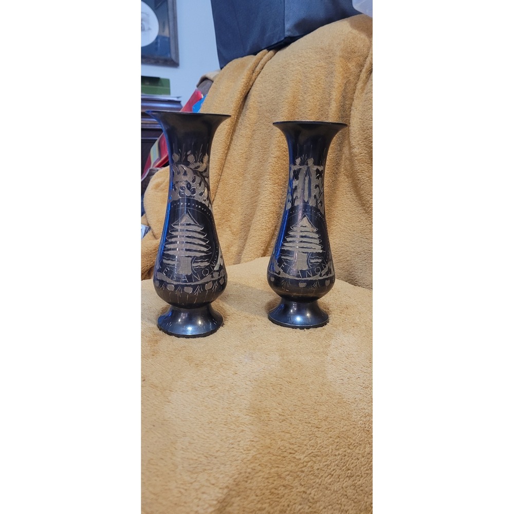 Vintage Lebanon Brass Vases